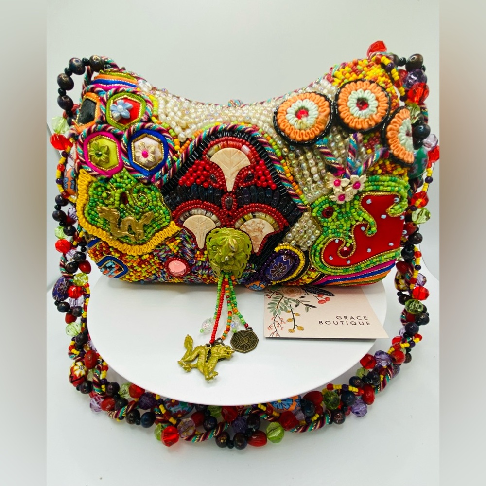 Mary Frances heavily beaded bag, oriental theme.